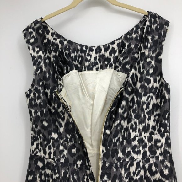 NWOT Kate Spade Deanna Grey leopard print fit & flare satin dress - Picture 8 of 16